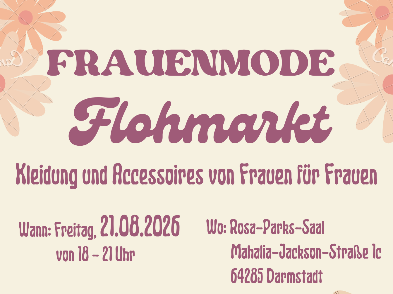 HEUTE!!! Frauenmodeflohmarkt im Rosa-Parks-Saal
